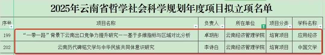喜讯！我校2科研项目喜获2025年云南省哲学社会科学规划年度项目立项    第 1 张
