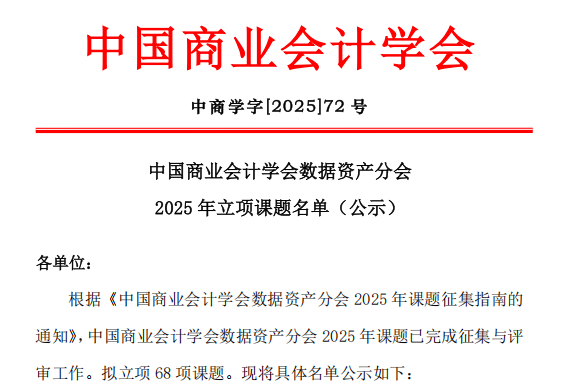 喜报 | 财经商贸学院教师获两项中国商业会计学会数据资产专项课题立项 第 1 张 喜报 | 财经商贸学院教师获两项中国商业会计学会数据资产专项课题立项 第 1 张